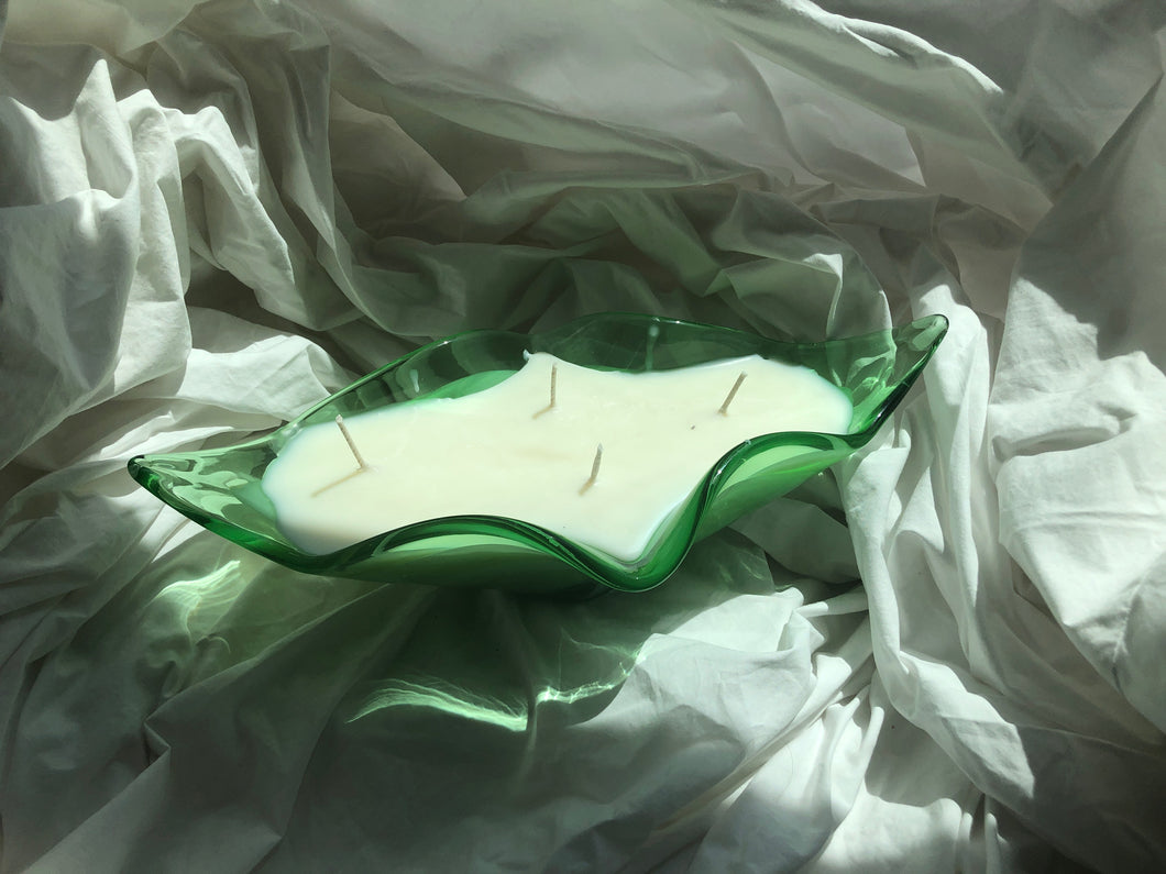 hand blown green chalet centerpiece