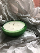 Load image into Gallery viewer, ribbed green glass bowl
